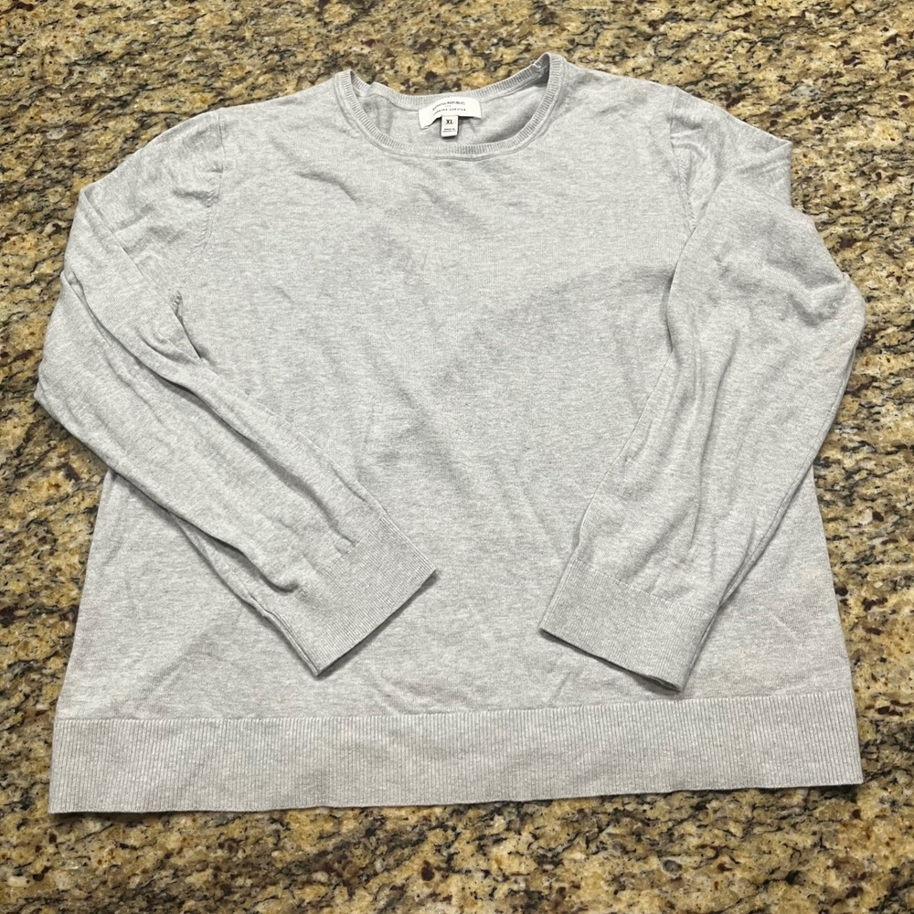 Banana‎ Republic Mens Forever Sweater XL Light Gray Crewneck Pullover Knit